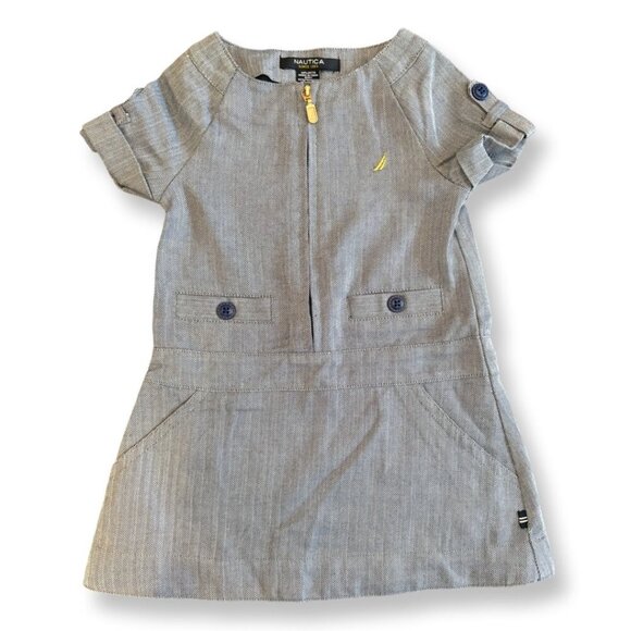 Nautica NWT Herringbone Zip Front Dress in size 2T Toddler - Picture 1 of 7